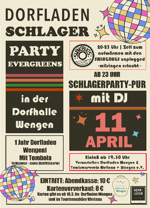 Schlagerparty in der Dorfhalle in Wengen